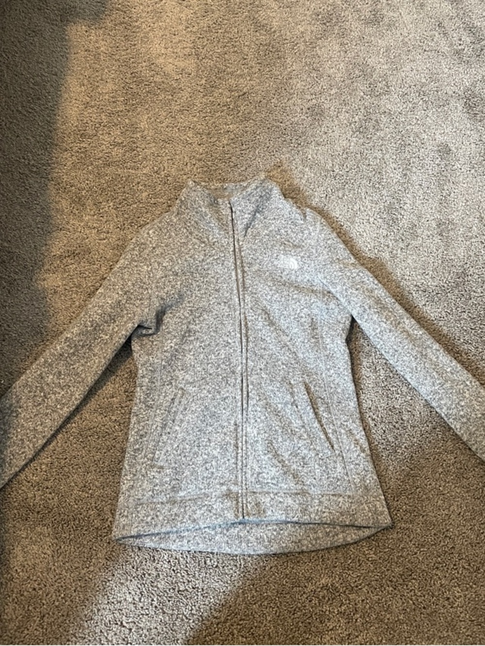 The North Face Women's Gray Full-Zip Knit Jacket, like new. High quality knit.